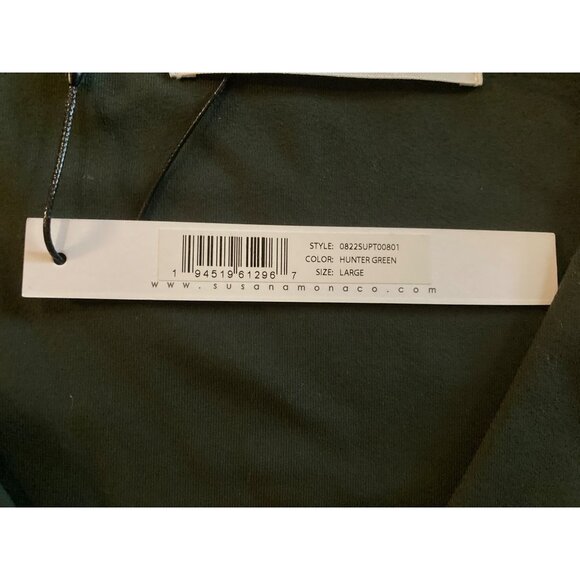 Susana Monaco Long Sleeve Crop Top Hunter Green Size Large New with Tag - Picture 5 of 6